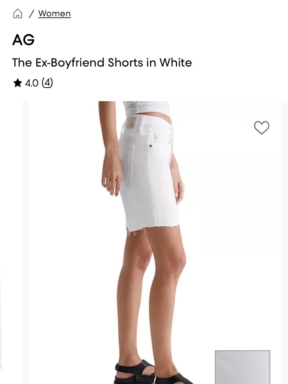 Ag Adriano Goldschmied Ex-Boyfriend Jean Shorts in White